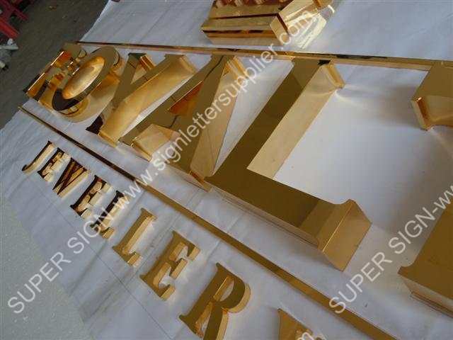 golden polished stainless steel sign letter
